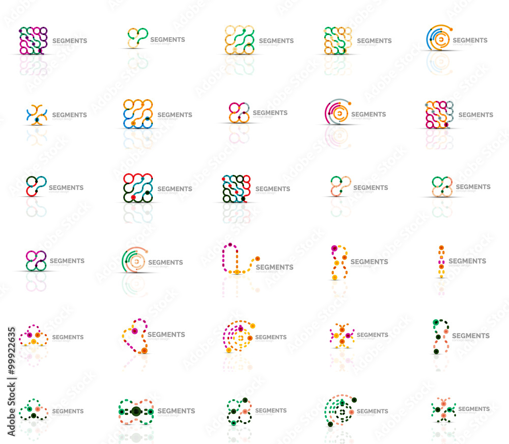 Fototapeta premium Abstract company logo vector collection. Set of thin line design abstract logotypes. Universal branding concepts