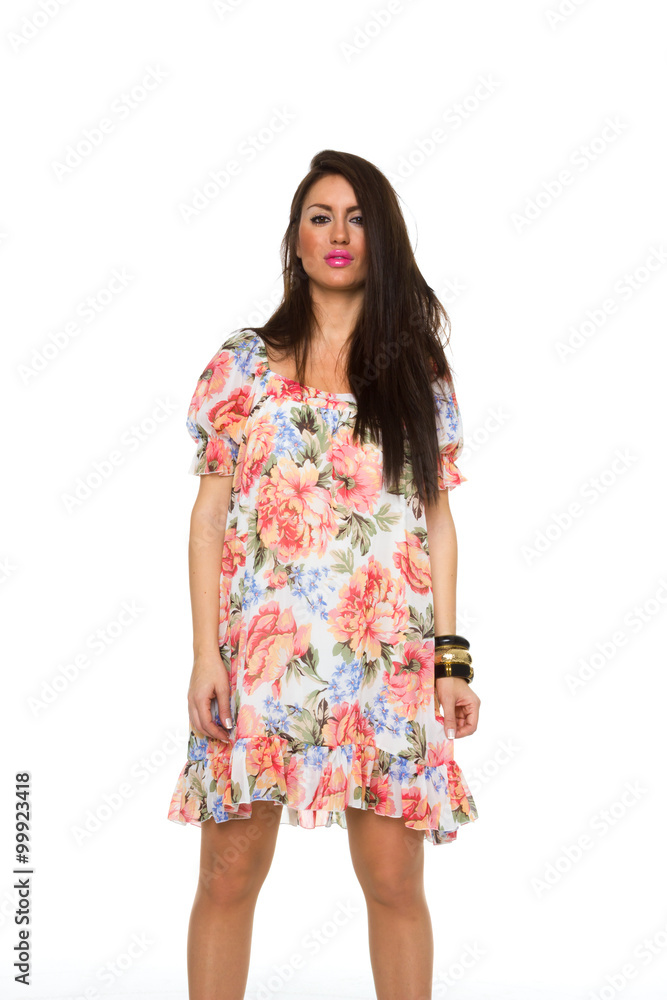beautiful young woman in nice spring dress beautiful young woman in nice spring dress