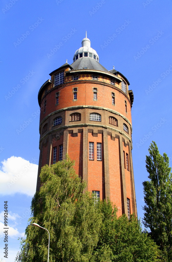 Historic water tower from 1912 in the city of Groningen. Netherlands