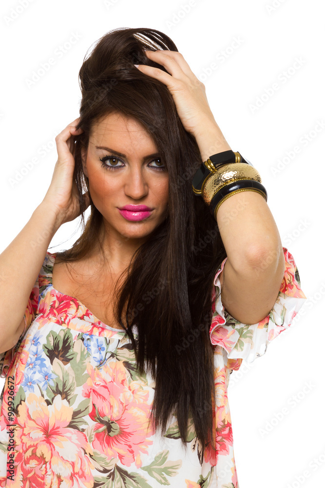 beautiful young woman in nice spring dress beautiful young woman in nice spring dress