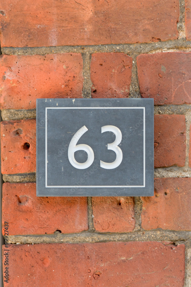 House Number 63 sign