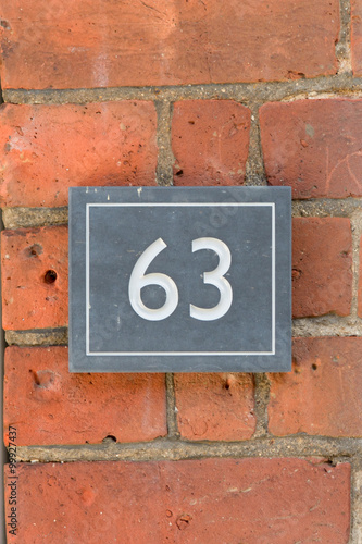 House Number 63 sign