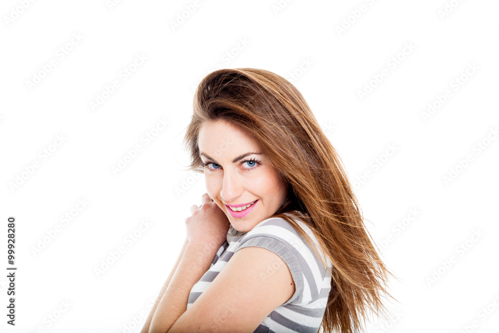 Beautiful young woman in knitted wool sweater Beautiful young woman in knitted wool sweater