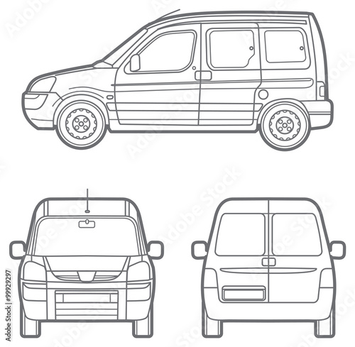 Vector outline minivan photo