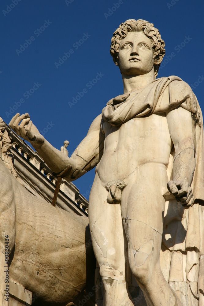 Dioskuren Satue auf dem Kapitolsplatz / Piazza del Campidoglio in Rom, Italien
