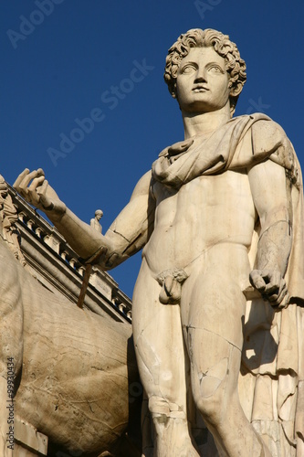Dioskuren Satue auf dem Kapitolsplatz   Piazza del Campidoglio in Rom  Italien  