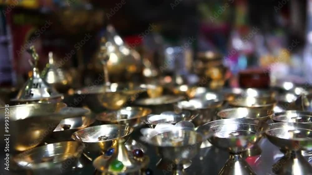 Rack focus shot of oil lamps at a store, Amritsar, Punjab, India Rack focus shot of oil lamps at a store, Amritsar, Punjab, India