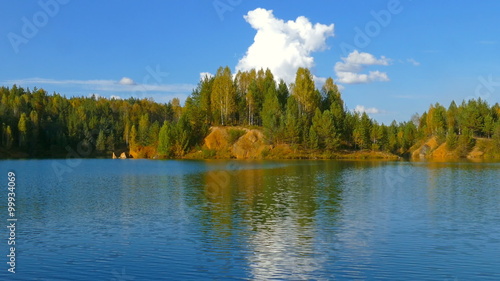 aututmn lake landscape in Ural mountains, zoom in
 photo
