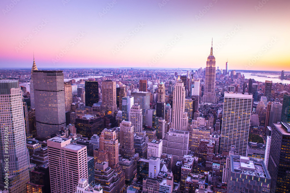 Fototapeta Kolorowa Miasto Nowy Jork linia horyzontu przy