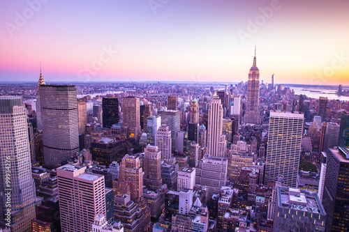 Fototapeta Kolorowa Miasto Nowy Jork linia horyzontu przy