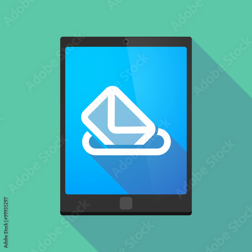 Long shadow tablet pc icon with  a ballot box