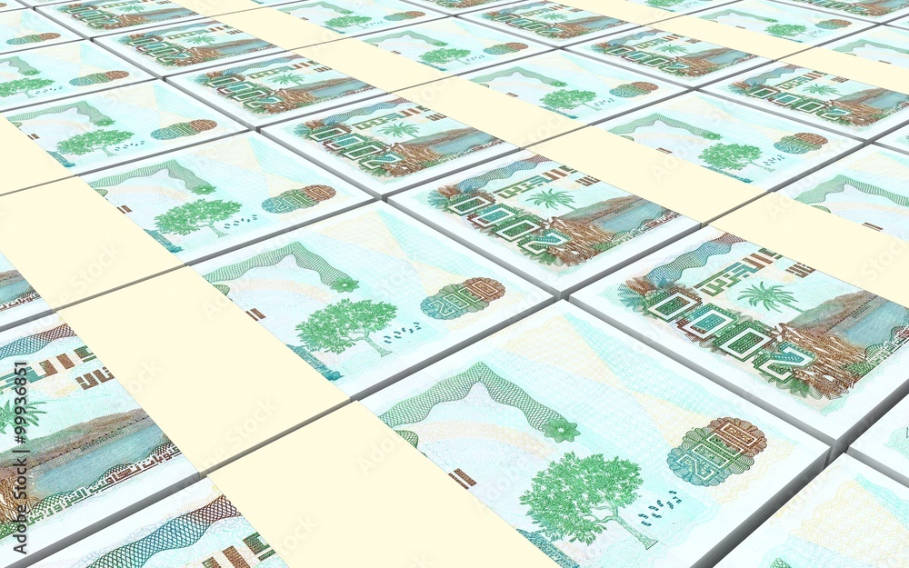 Algerian dinar bills stacks background. Computer generated 3D photo rendering. Algerian dinar bills stacks background. Computer generated 3D photo rendering.