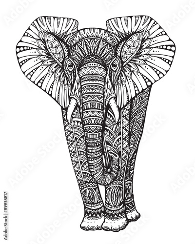 Stylized fantasy patterned elephant