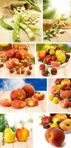 Image of various ripe delicious fruits closeup