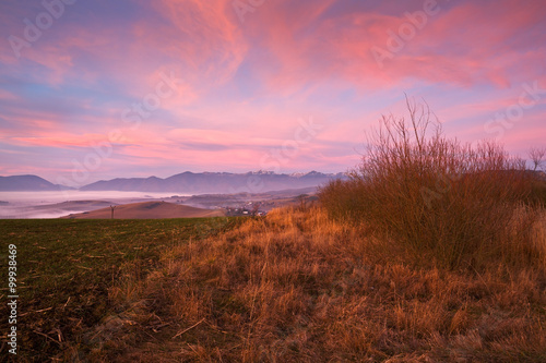 Fog in the valley of Turiec region in Slovakia.