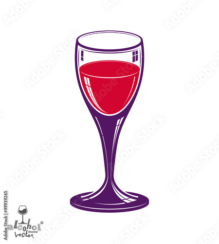 Realistic 3d wineglass, beverage theme illustration. Decorative