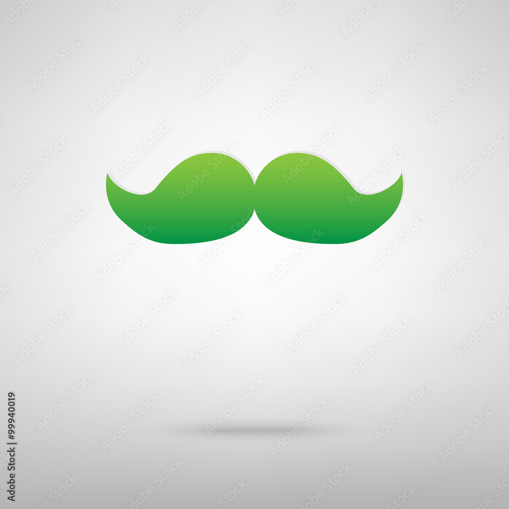 Fototapeta premium Moustache symbol. Green icon