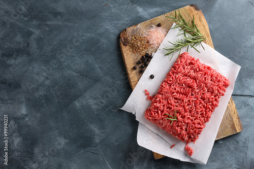 Minced meat on butcher paper