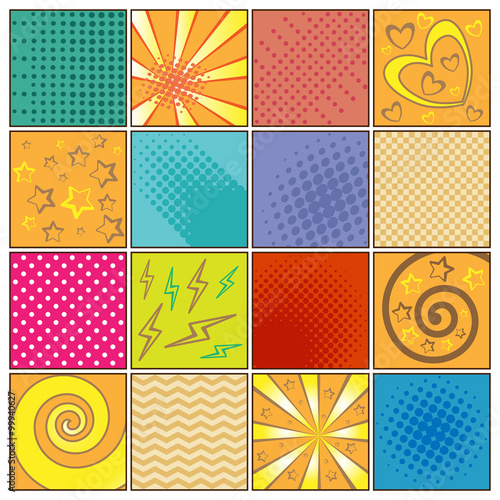 Pop art background set