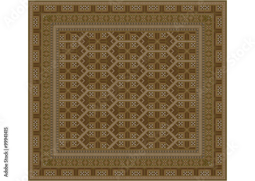Geometric ornament of rhombuses brown shades for carpet 