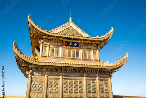 A golden temple at the top of the Emei Mountain -Sichuan, China photo