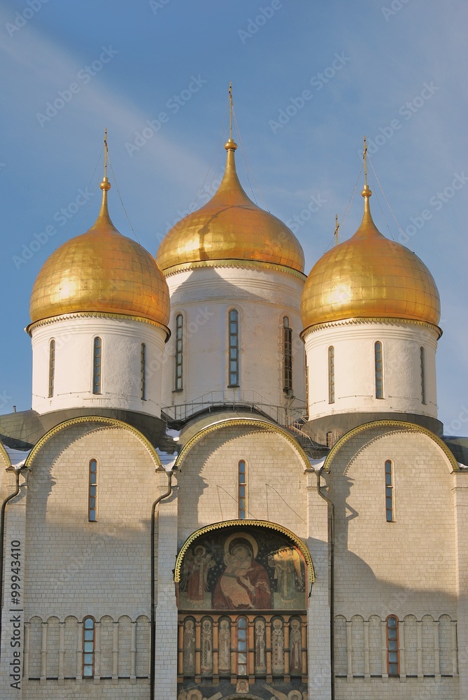 Dormition church in Moscow Kremlin. UNESCO World Heritage Site.