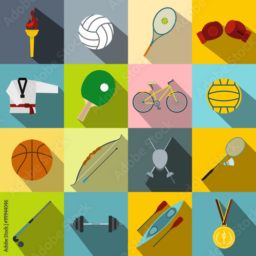 Summer sport flat icons set