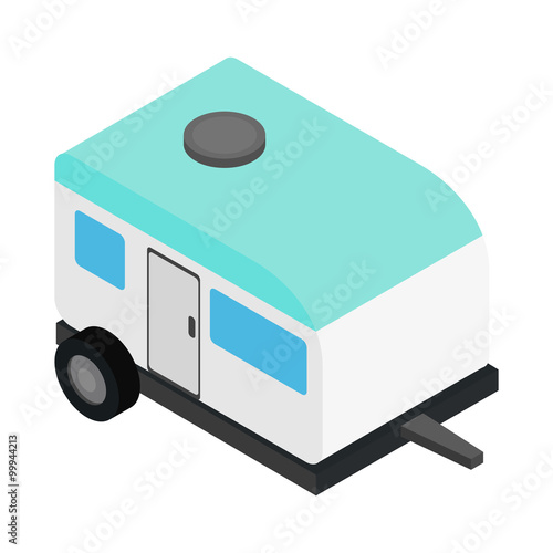 Camping trailer 3d isometric icon