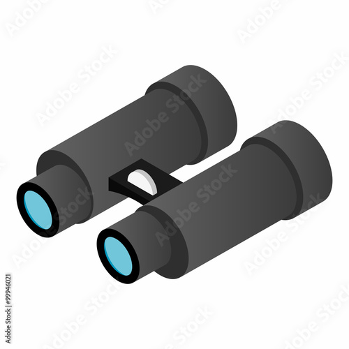 Black binoculars isometric 3d icon