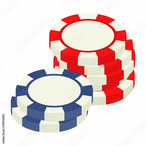 Red and bue casino tokens isometric 3d icon