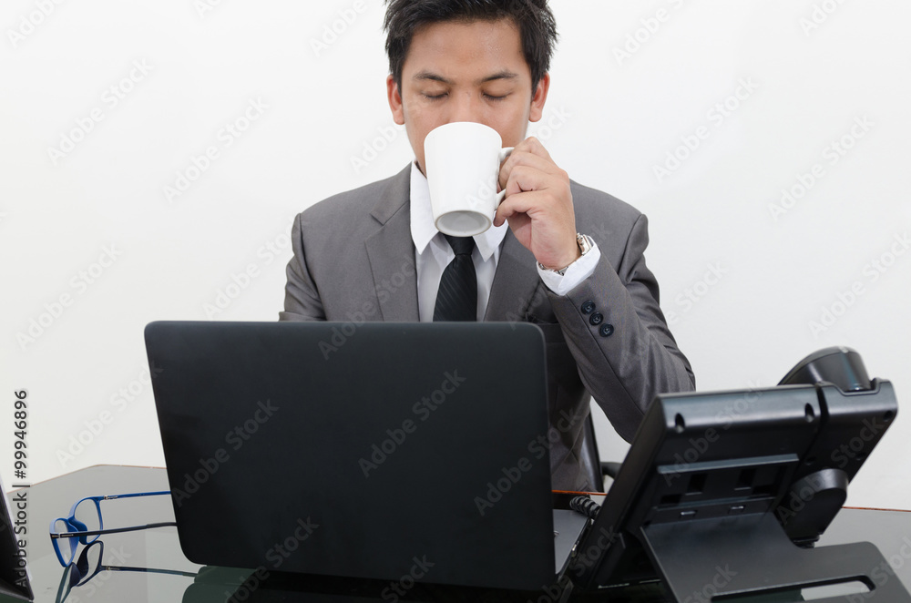 Business working and take a coffee brake in office Business working and take a coffee brake in office