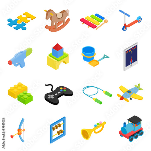 Toys isometric 3d icons set