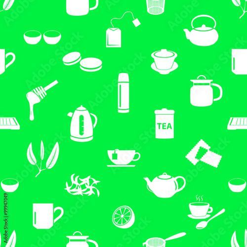 tea theme simple icons seamless pattern eps10