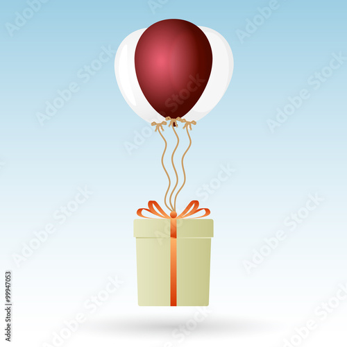 one big gift package soaring with helium balloons eps10