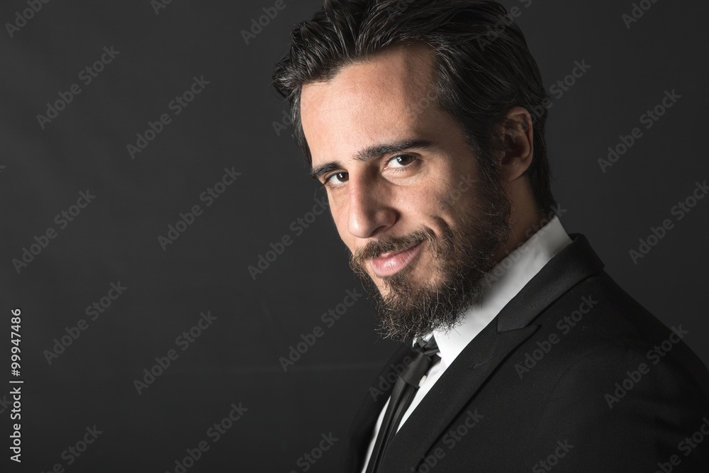 Business bearded man on black backgroung Business bearded man on black backgroung