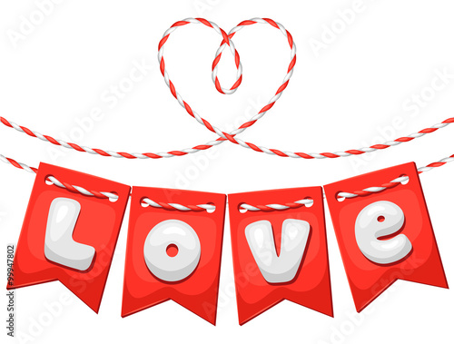 Greeting card with flags. Concept can be used for Valentines Day, wedding or love confession message 
