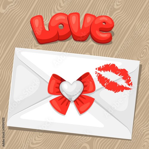 Greeting card with envelope. Concept can be used for Valentines Day, wedding or love confession message 