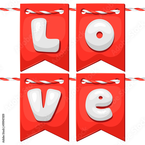 Greeting card with flags. Concept can be used for Valentines Day, wedding or love confession message 