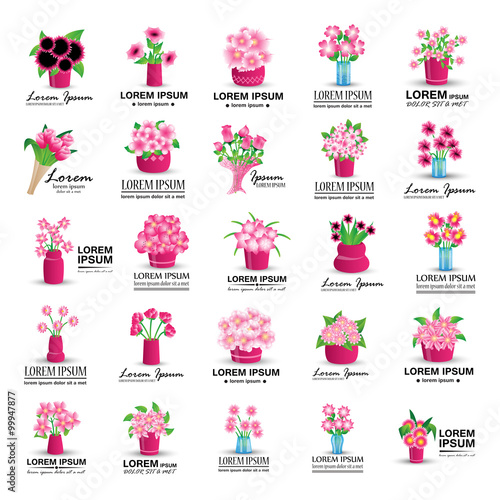 Bouquet Icons Set - Isolated On White Background - Vector Illustration, Graphic Design, Editable For Your Design