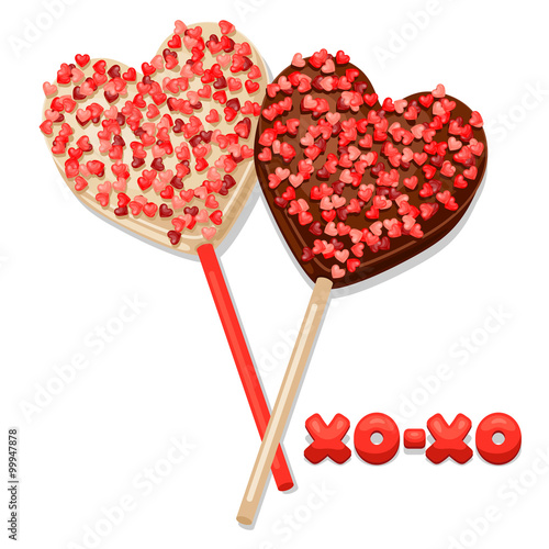 Greeting card with sweet candies. Concept can be used for Valentines Day, wedding or love confession message 