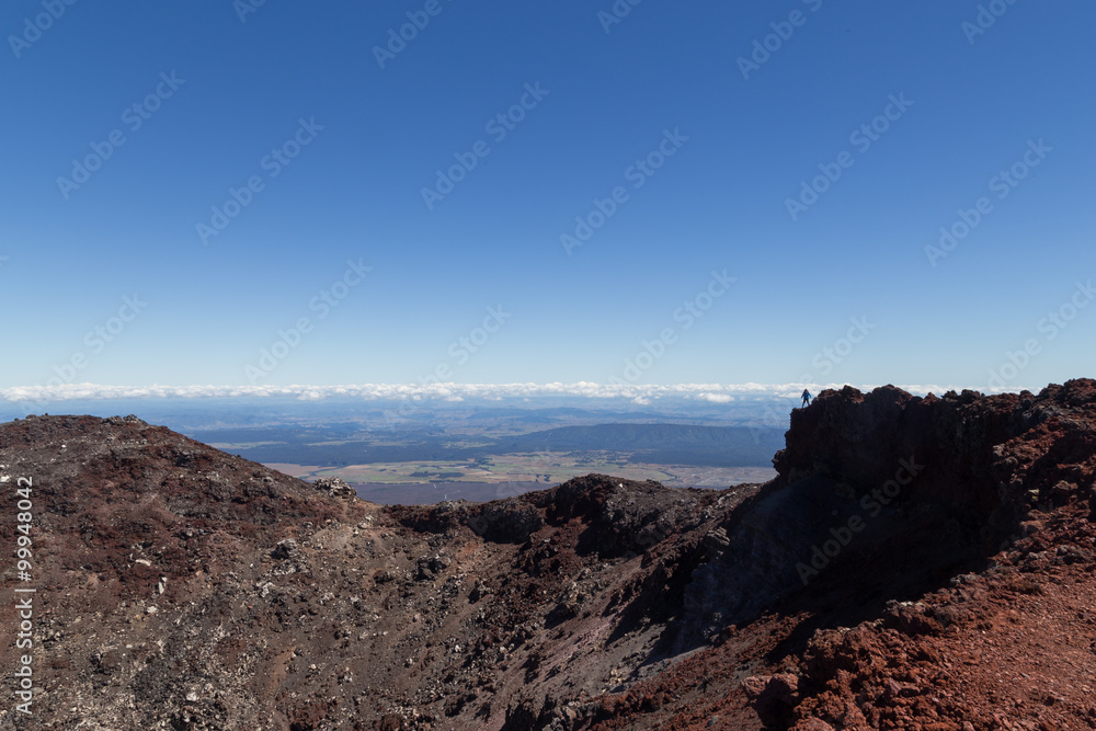 Man at the crater edge of Mount Ngauruhoe