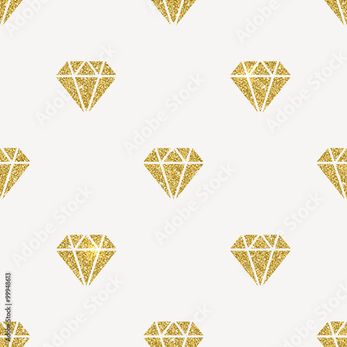 Vector seamless background - Glitter gold diamonds