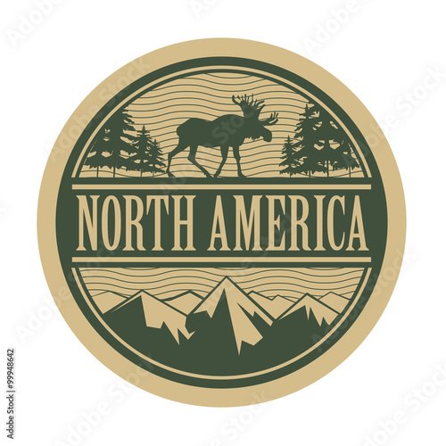 Stamp or emblem with the text North America written inside