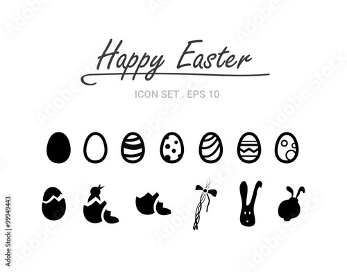 Happy easter! Vector easter icon set.
