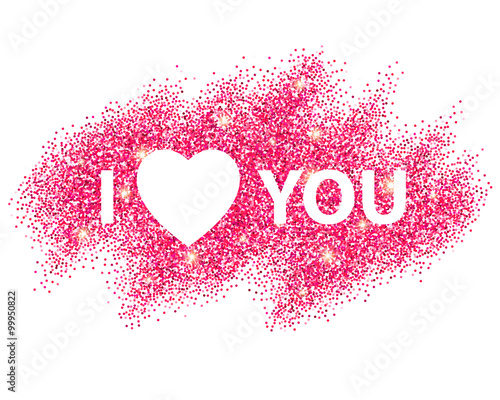 I love you message and heart golden glitter design.  Vector illustration