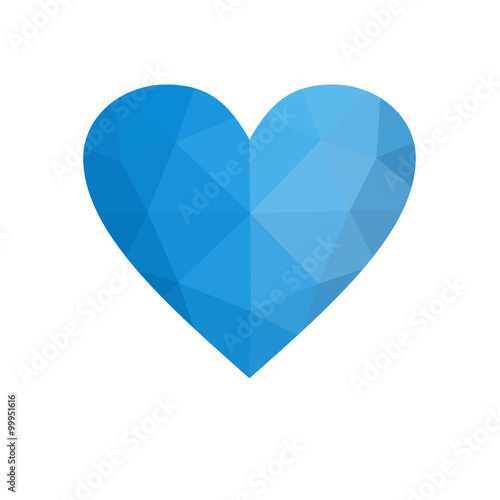 Blue heart isolated on white background.