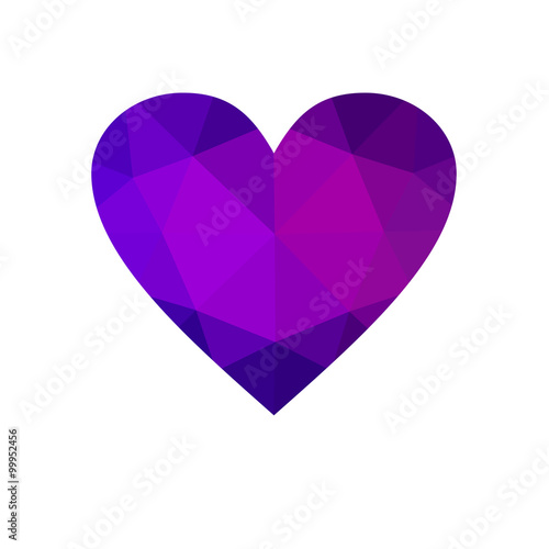 Purple heart isolated on white background.
