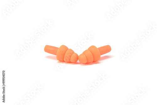 Fotografie Orange ear plugs isolated on white background