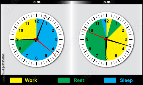 Twenty-four hours distribution. Vector illustration
