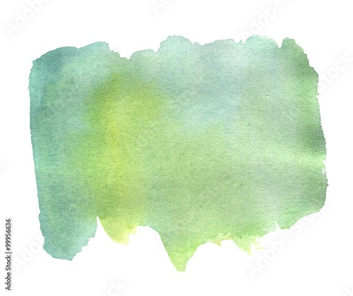 Watercolor hand drawn isolated green and yellow spot. Raster illustration